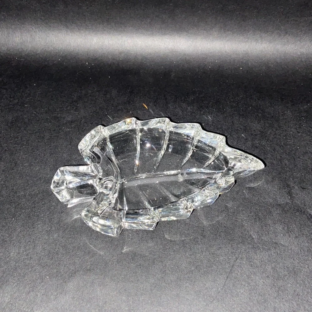Crystal Leaf Jewelry Trinket Dish